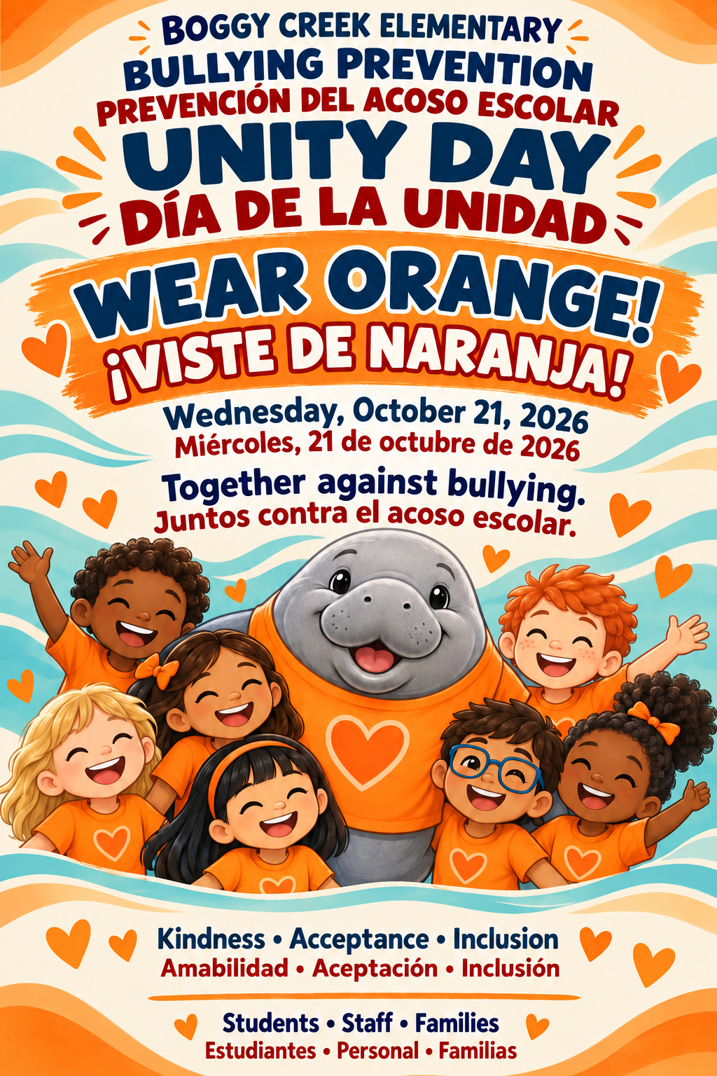 🧡 Bullying Prevention - Unity Day - Wear Orange on Wednesday 10/21/26