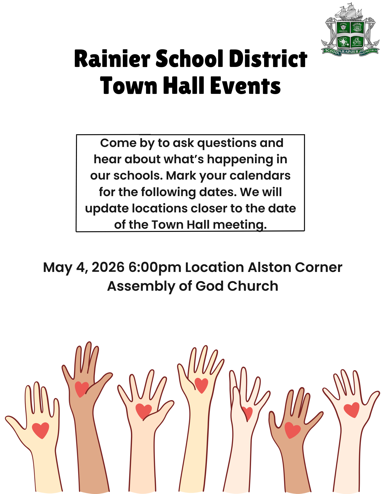 Town Hall Meeting Monday May 4th