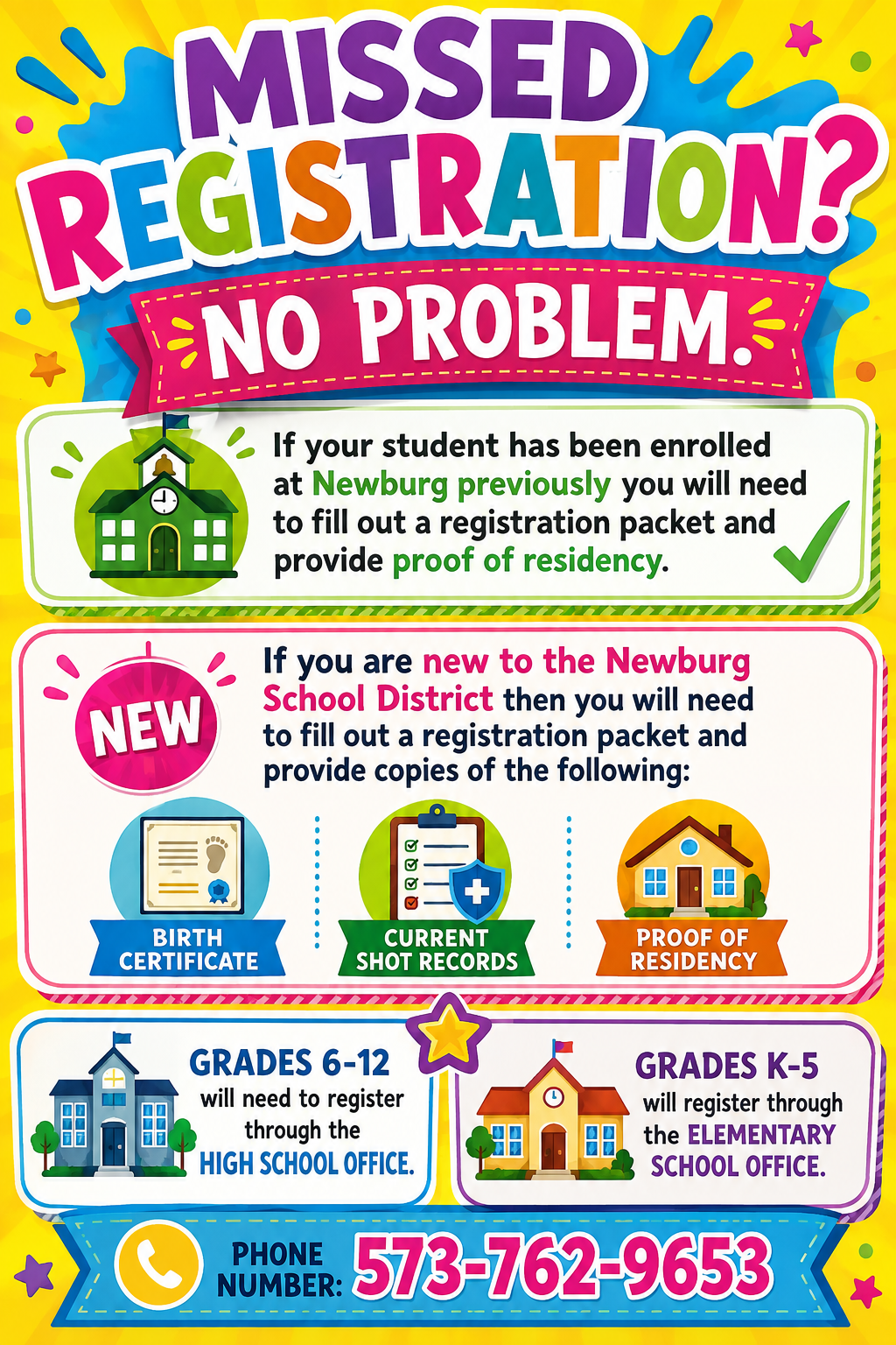 Missed Registration? Come in any day 8-3