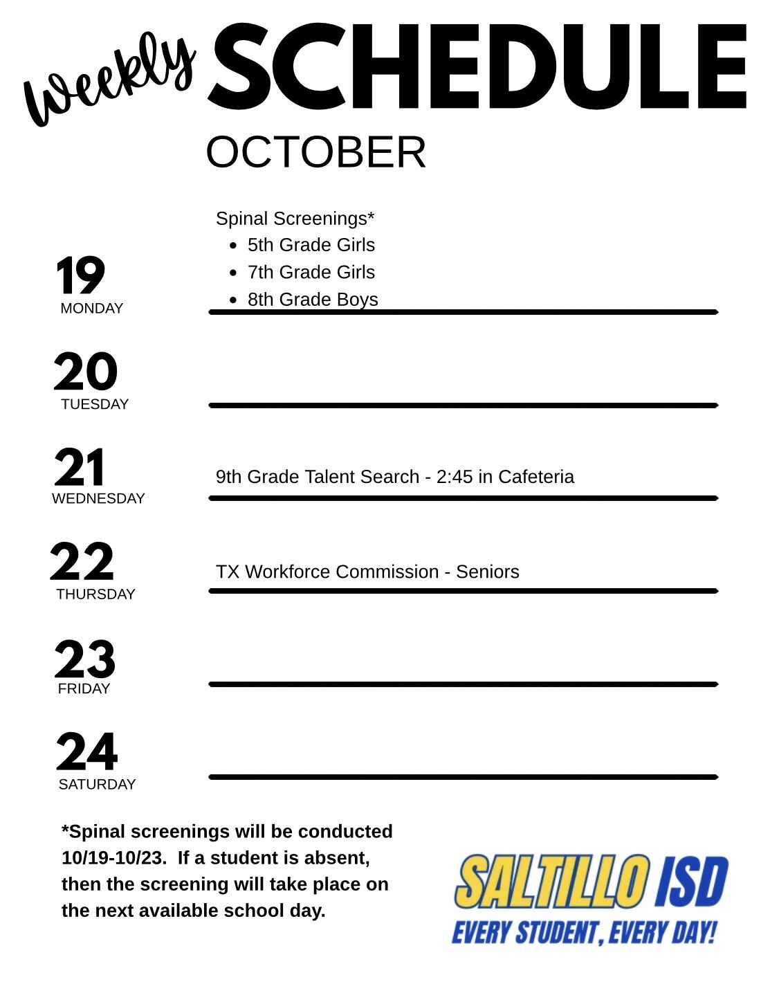 Weekly Schedule 