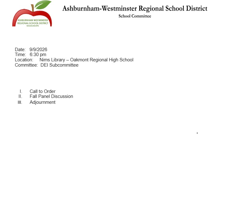 DEI Subcommittee Meeting 9/9/2026
