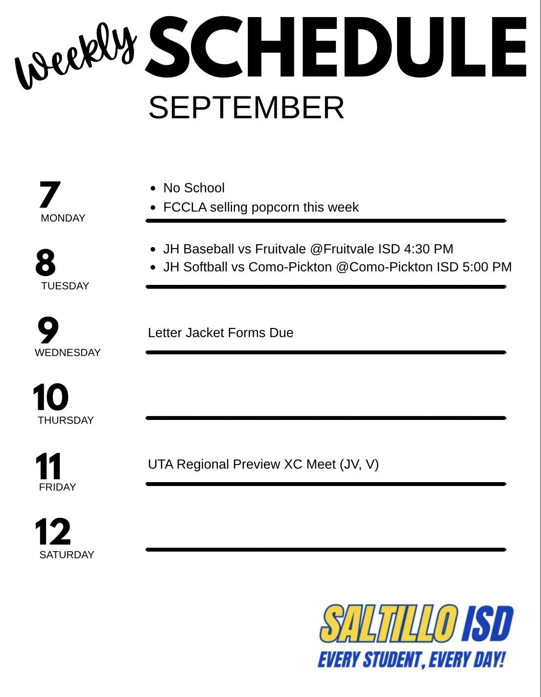 Weekly Schedule 