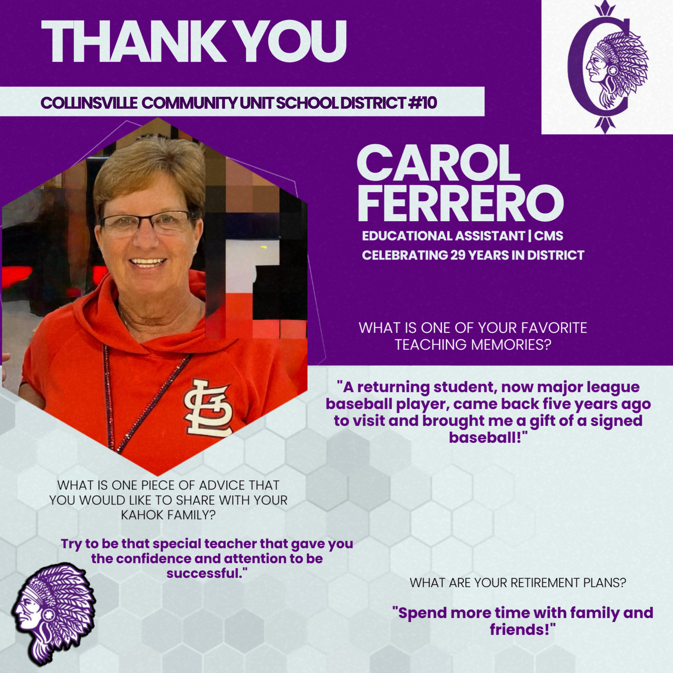 Carol Ferrero shares her favorite teaching memory about a former student returning with a signed baseball.