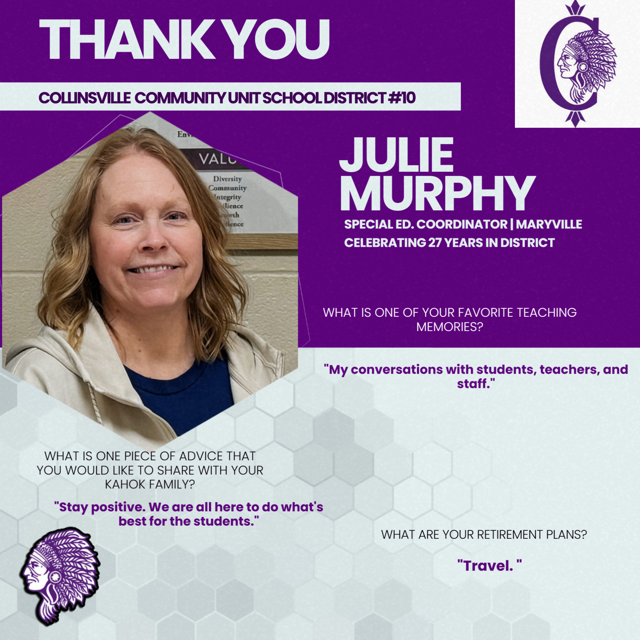 Julie Murphy shares her favorite teaching memory: 'My conversations with students, teachers, and staff.'