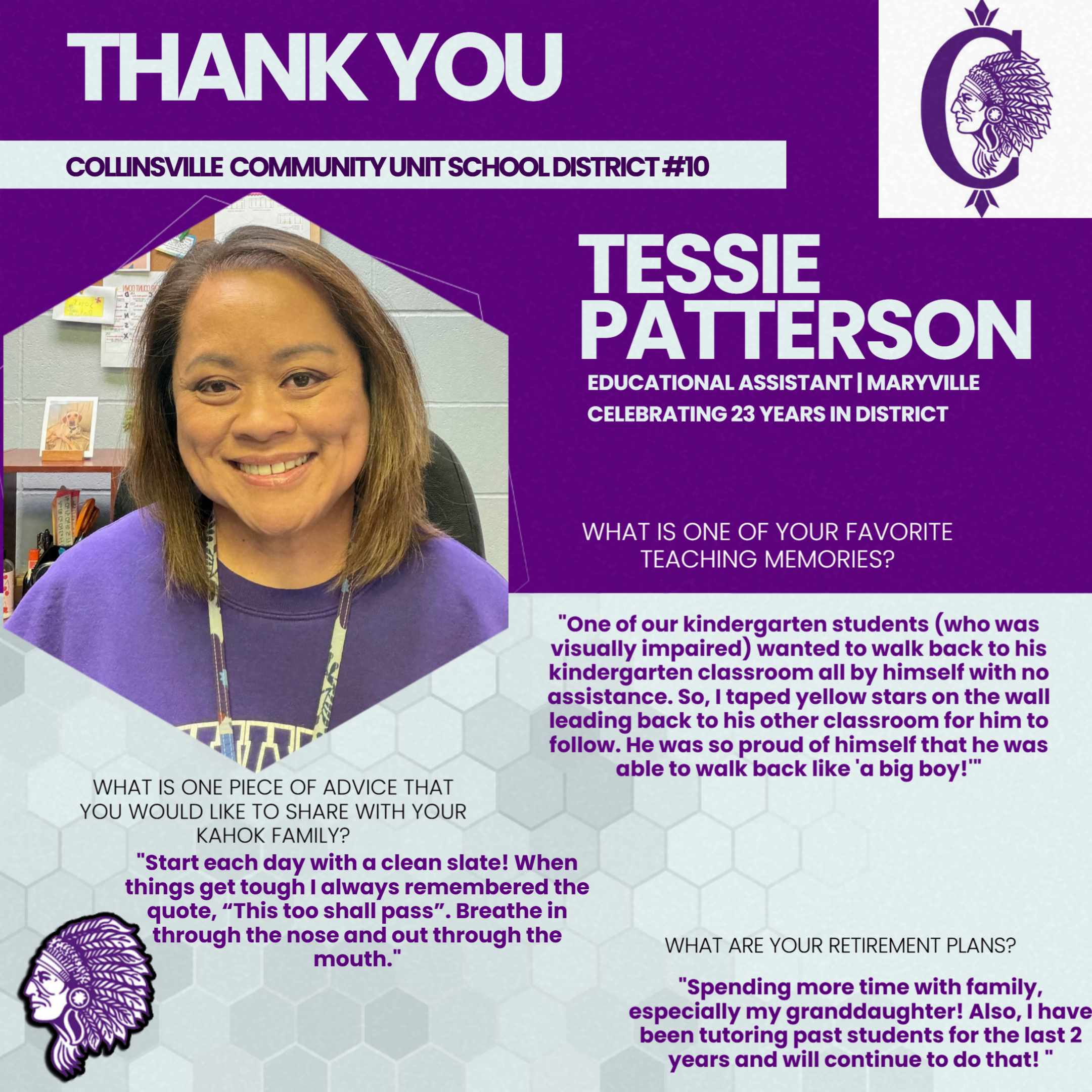Tessie Patterson shares her favorite teaching memory about a visually impaired student's independent walk.