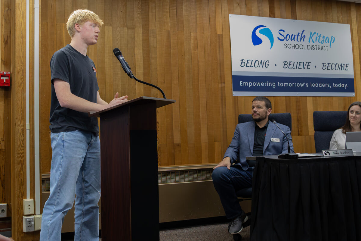 Avery, SKHS student speaking at school board meeting