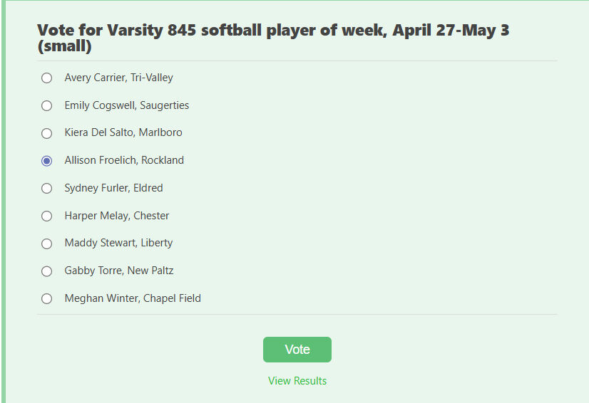 Softball player of the week