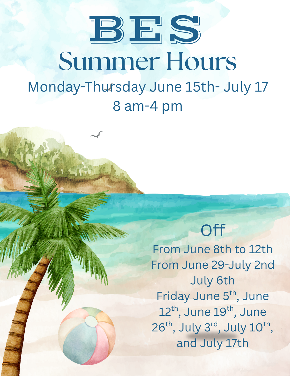 Browning Elementary School Summer Hours