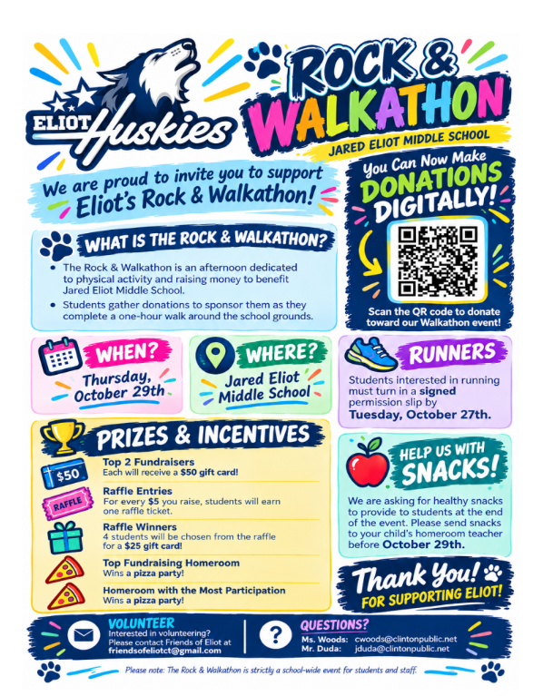Eliot Walkathon is This Thursday!  