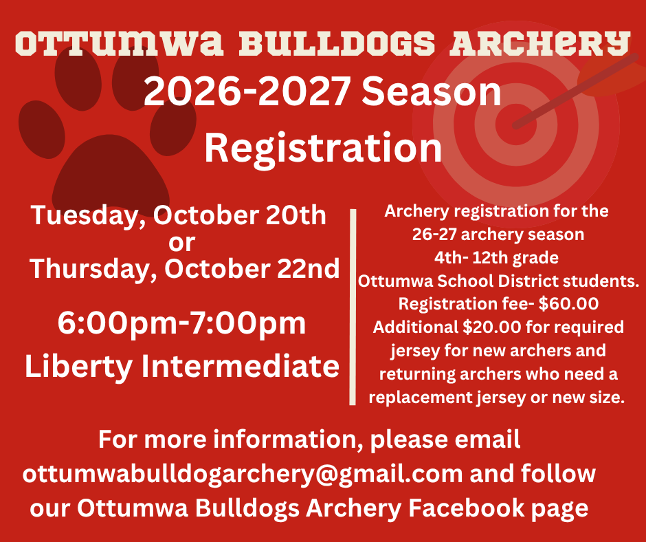 Ottumwa Bulldogs Archery Information and Registration for Grades 4-12