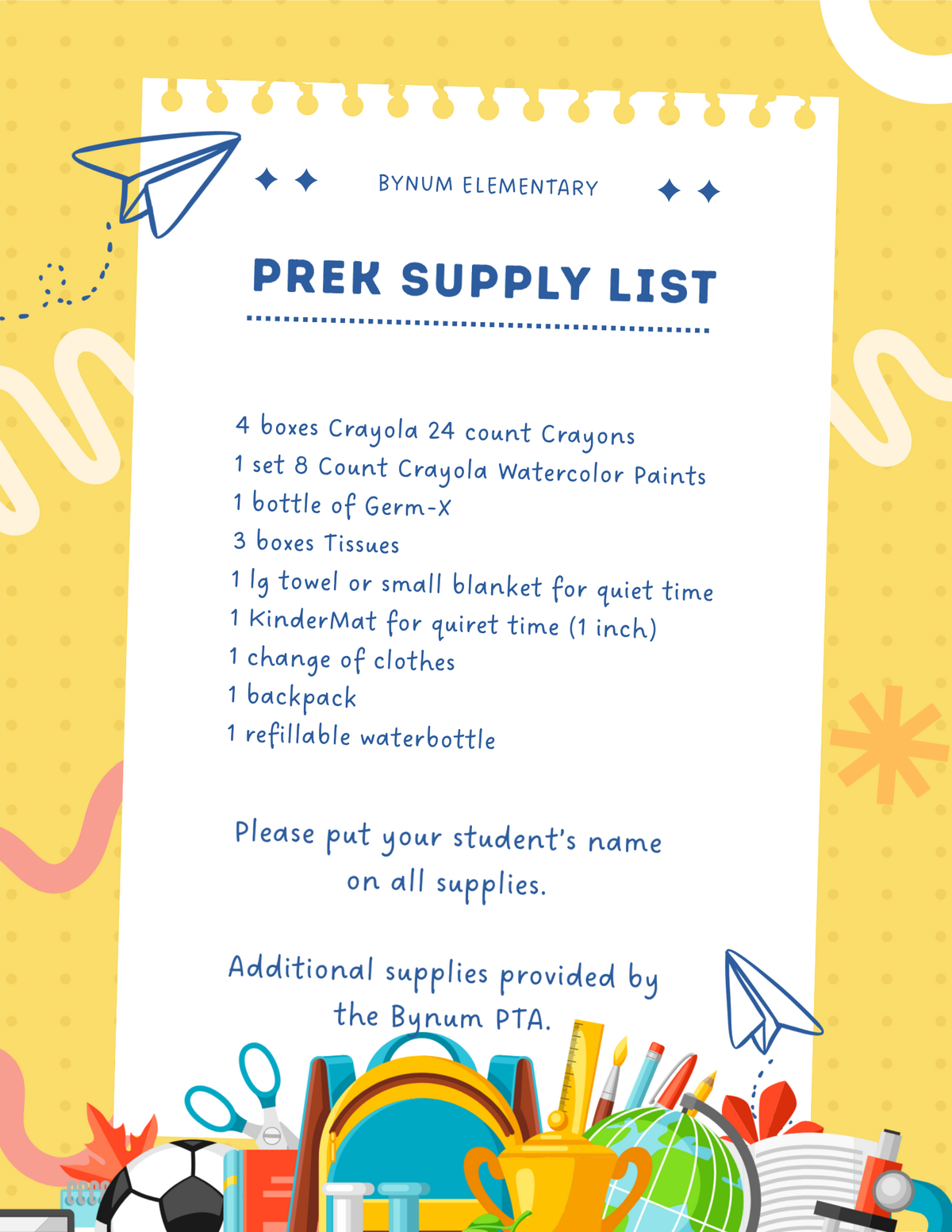 Elementary School Supply Lists