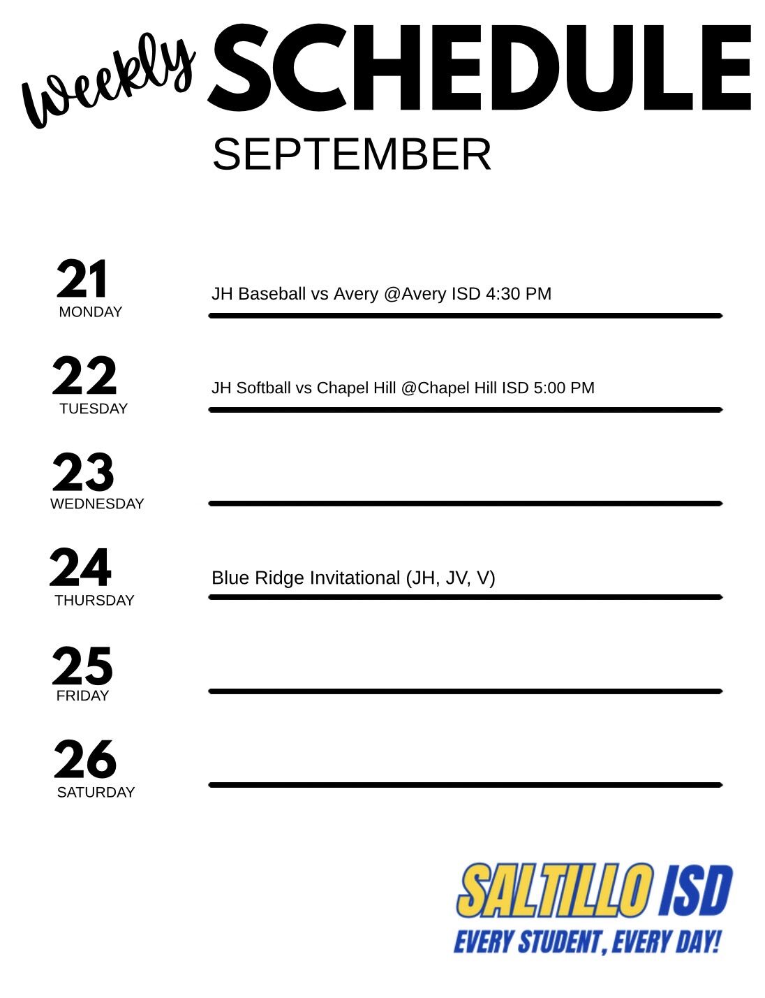 Weekly Schedule 