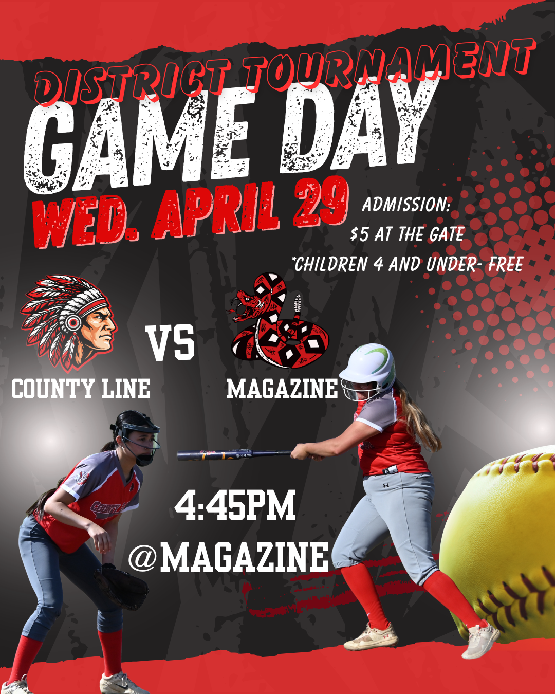 DISTRICT TOURNAMENT- SOFTBALL GAME DAY!