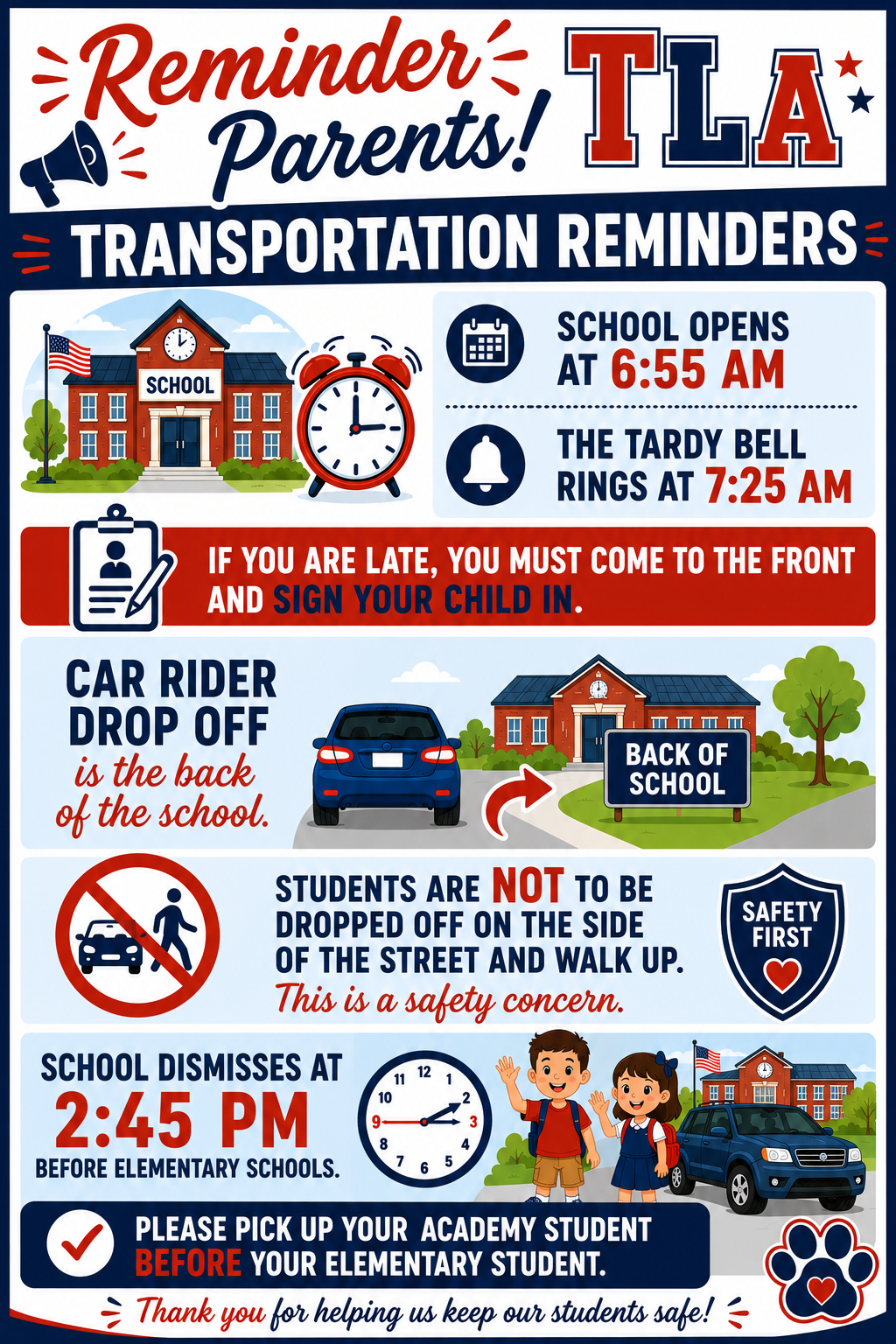 Arrival/Dismissal Reminders
