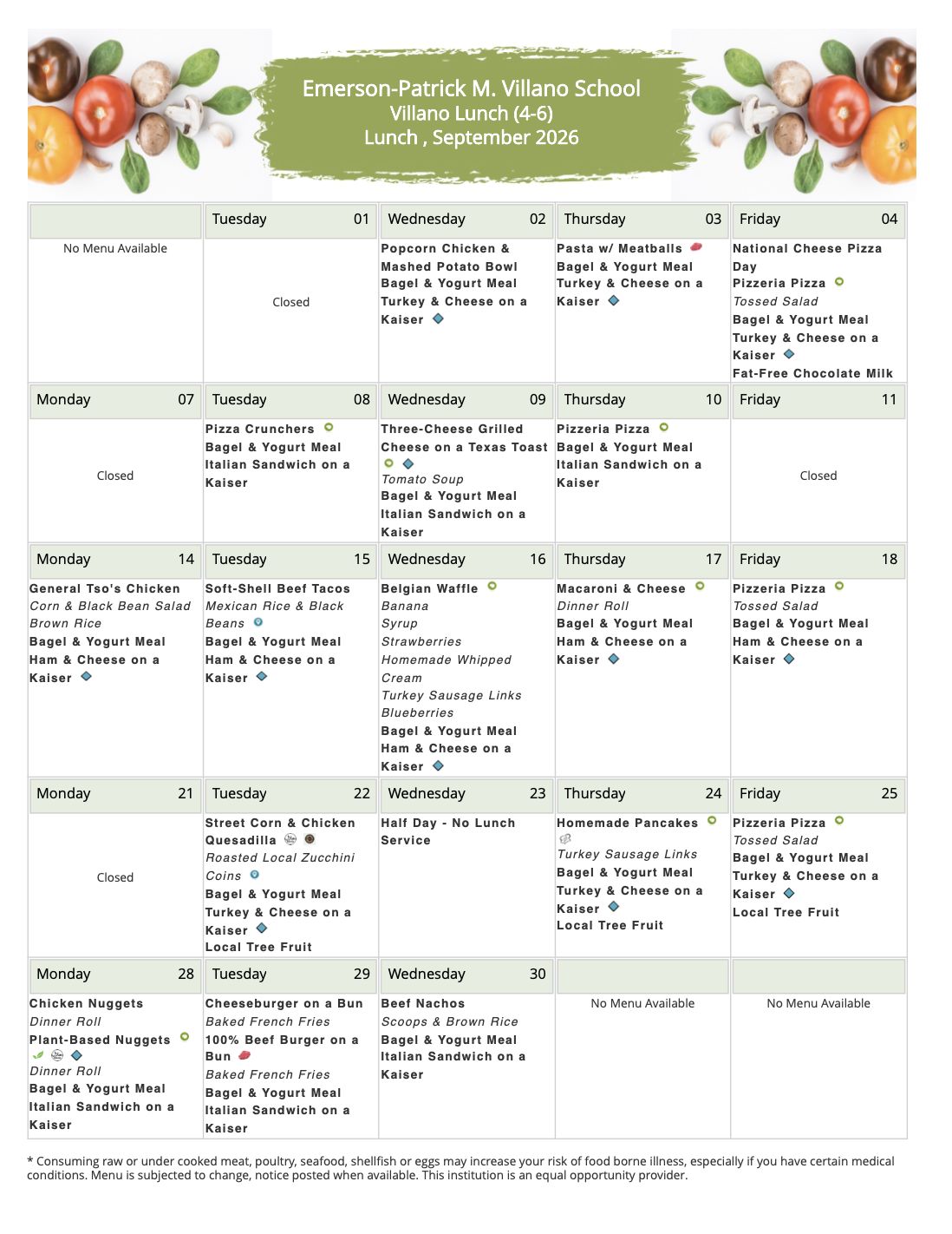 Lunch Menu
