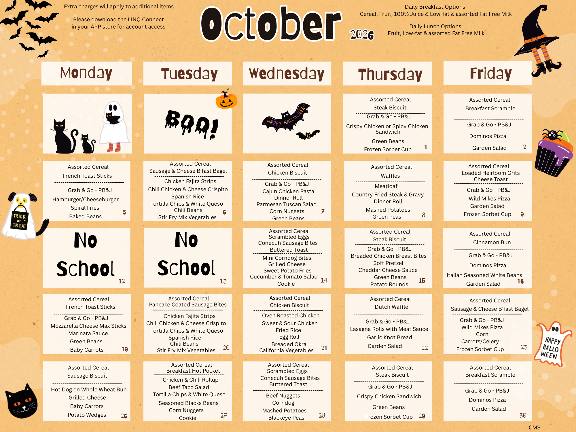 October Lunch Menu