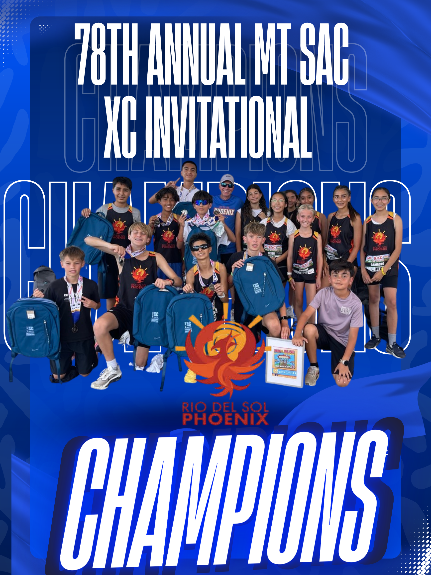 Congratulations to Rio del Sol Middle School Boys - Mt Sac XC Invitational Champions
