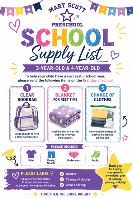 Supply List for the 2026-27 school year