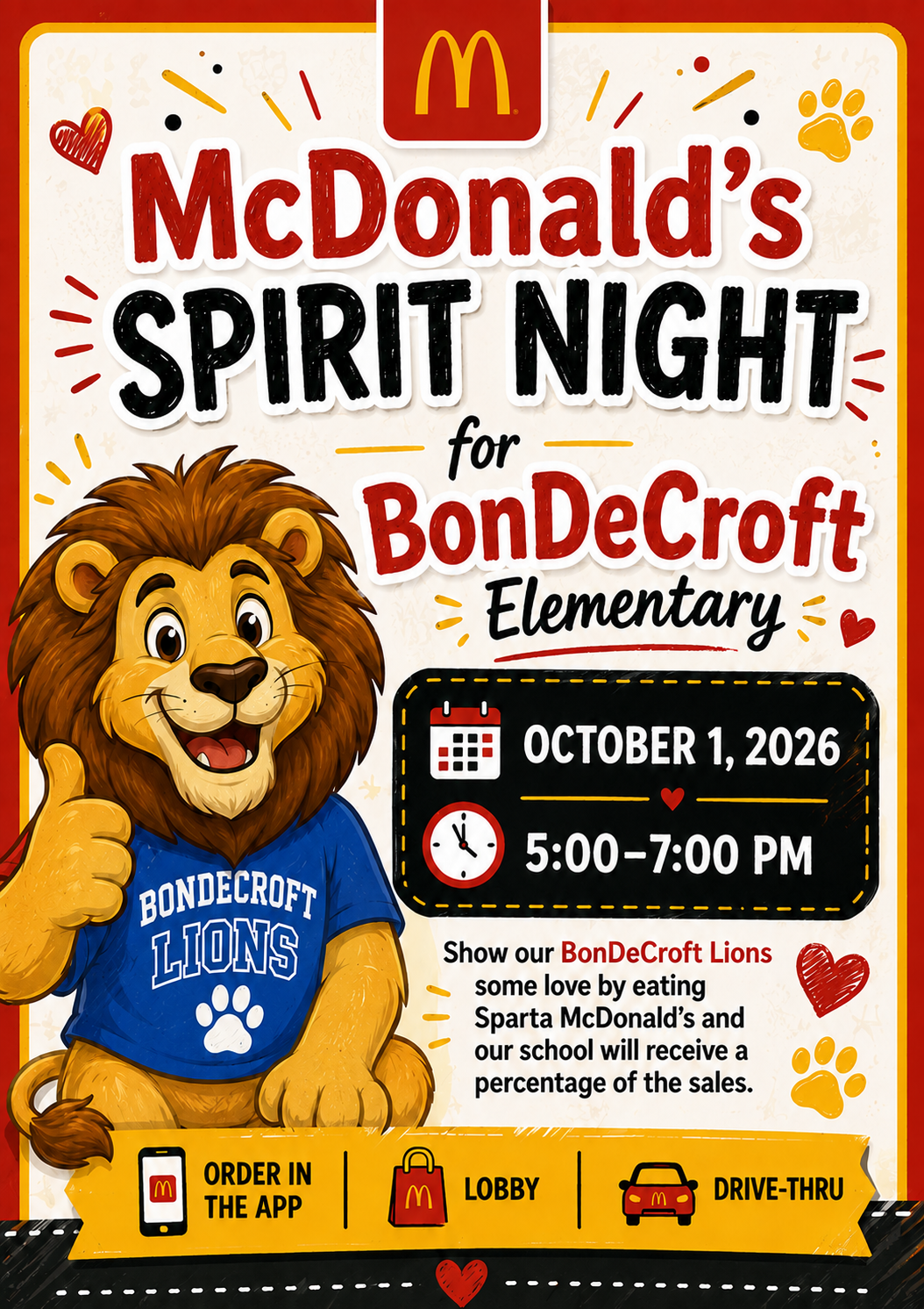 alt_text BonDeCroft Spirit Night at McDonalds.  Oct. 1st from 5:00 - 7:00 pm