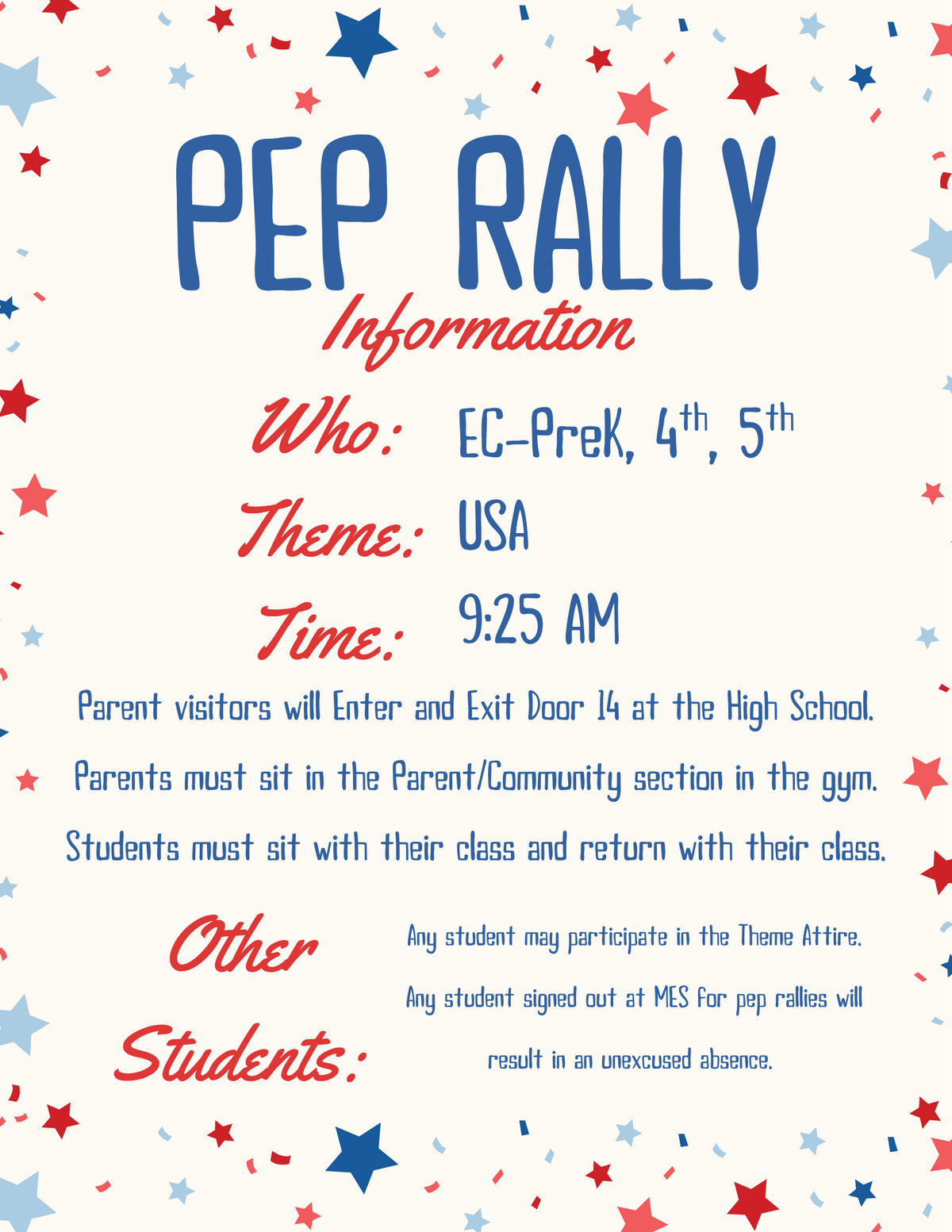 Pep Rally Info