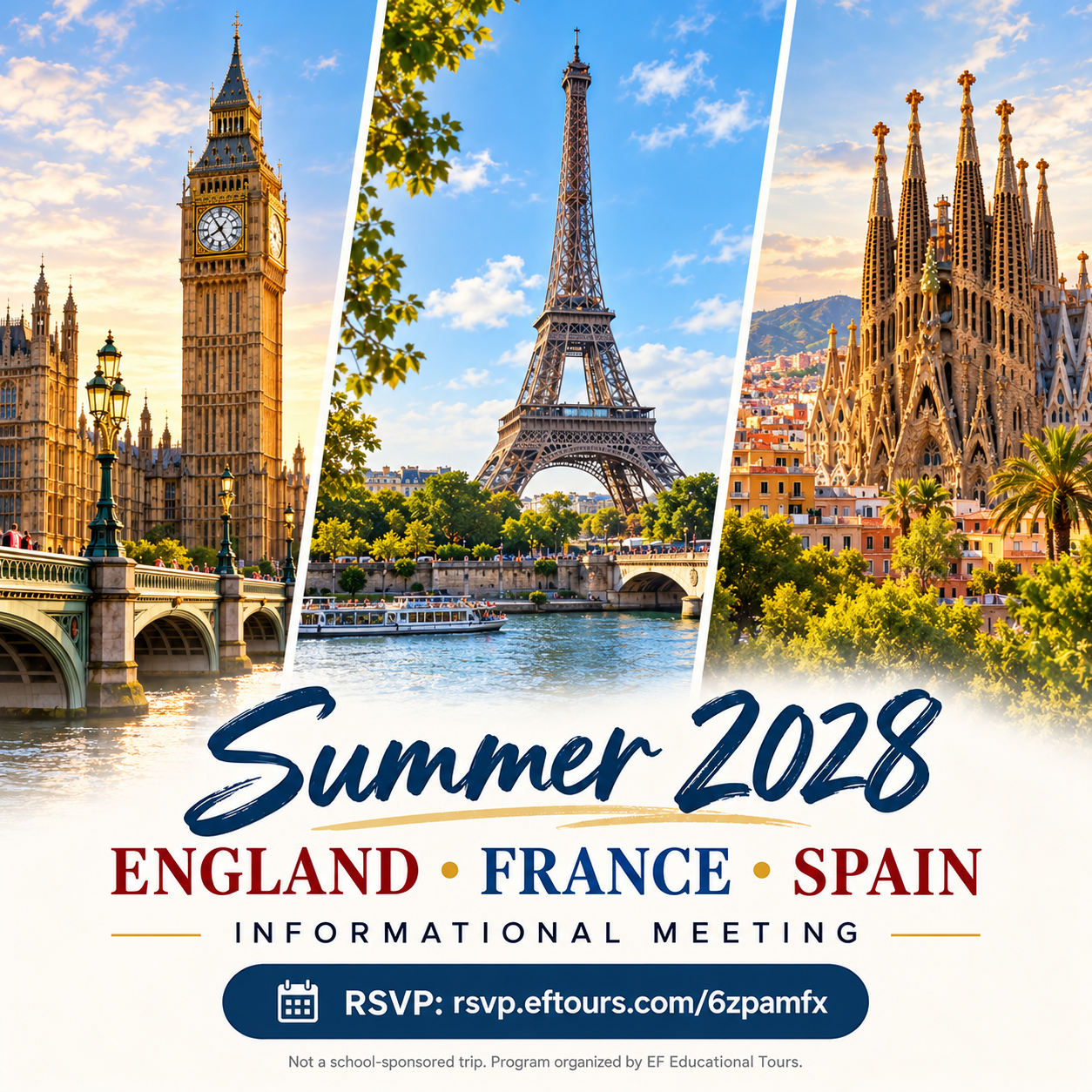 Summer 2028 EF Educational Tours Opportunity: England, France & Spain