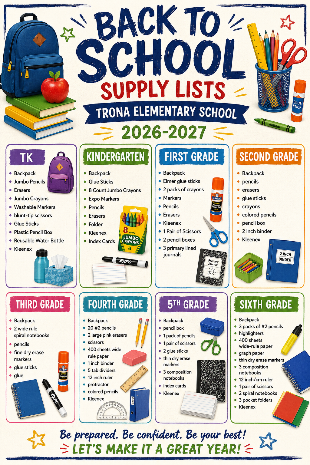 🎒✏️📚School Supply List 2026-2027🎒✏️📚