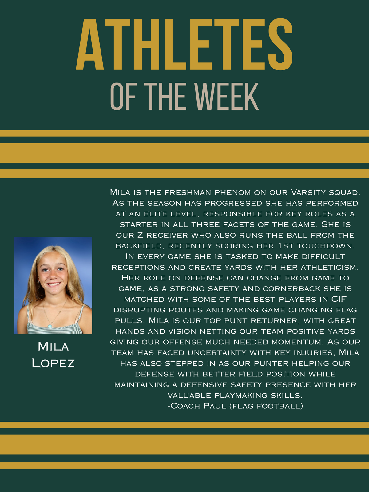 Athletes of the Week