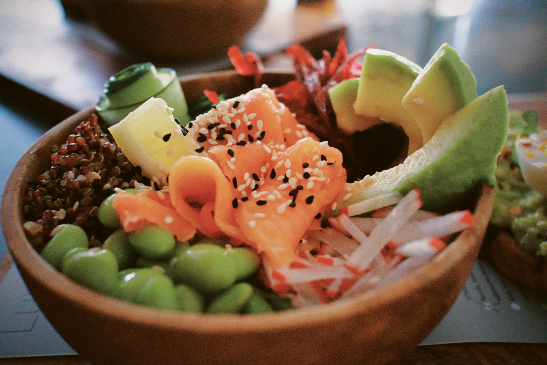 poke food in a bowl