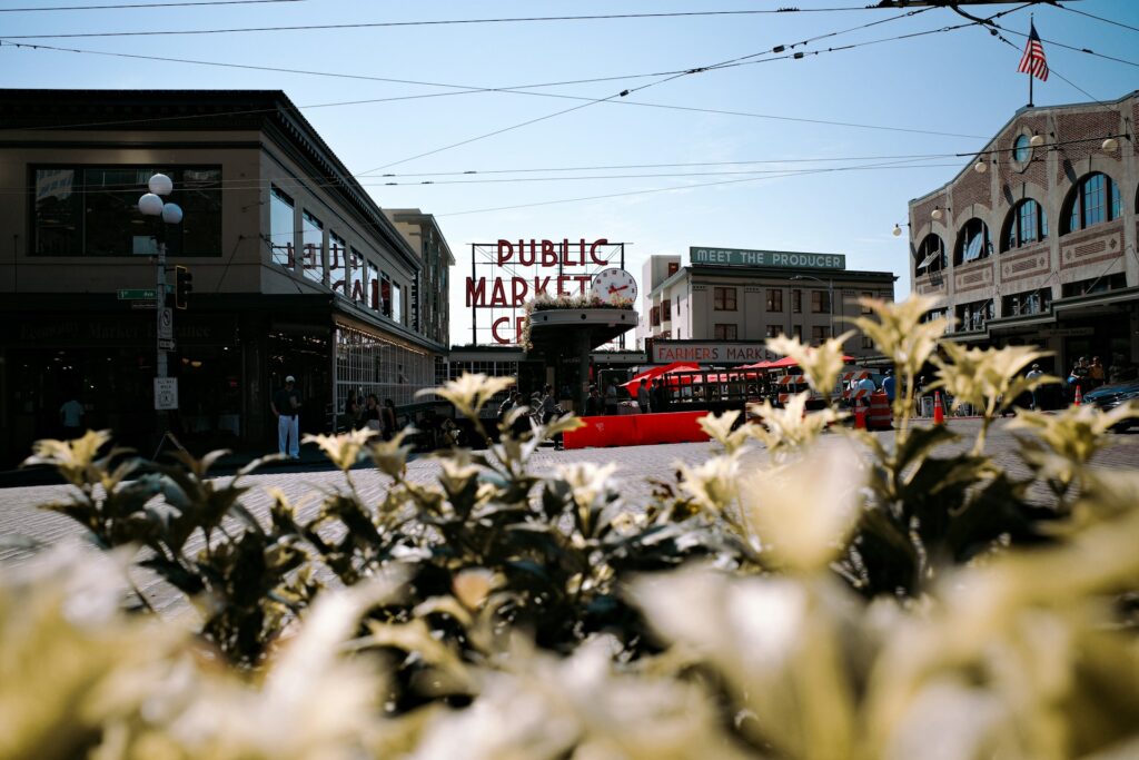 The gates of Pike Place Market in Seattle