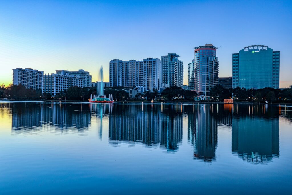 Orlando skyscrapers over the water