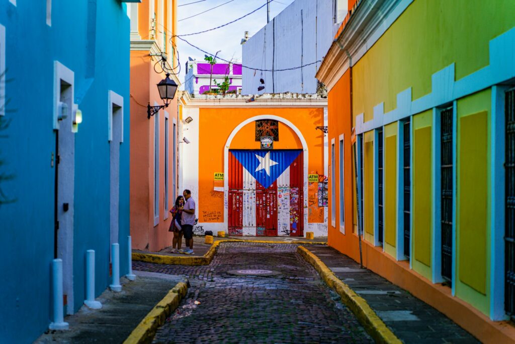 A brightly colored street in Puerto Rico