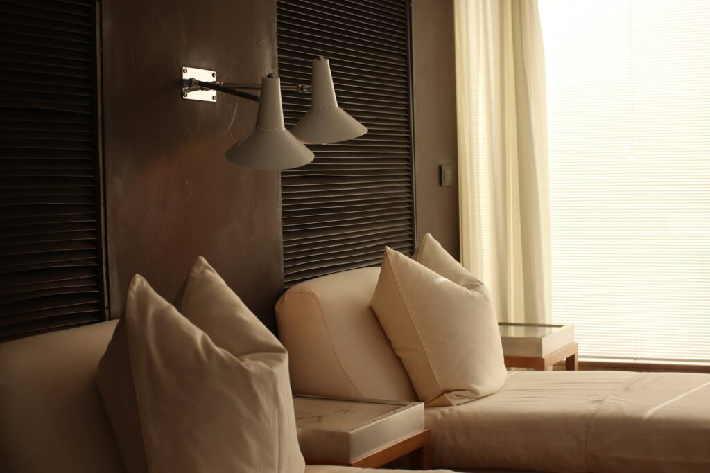 An airport hotel bedroom