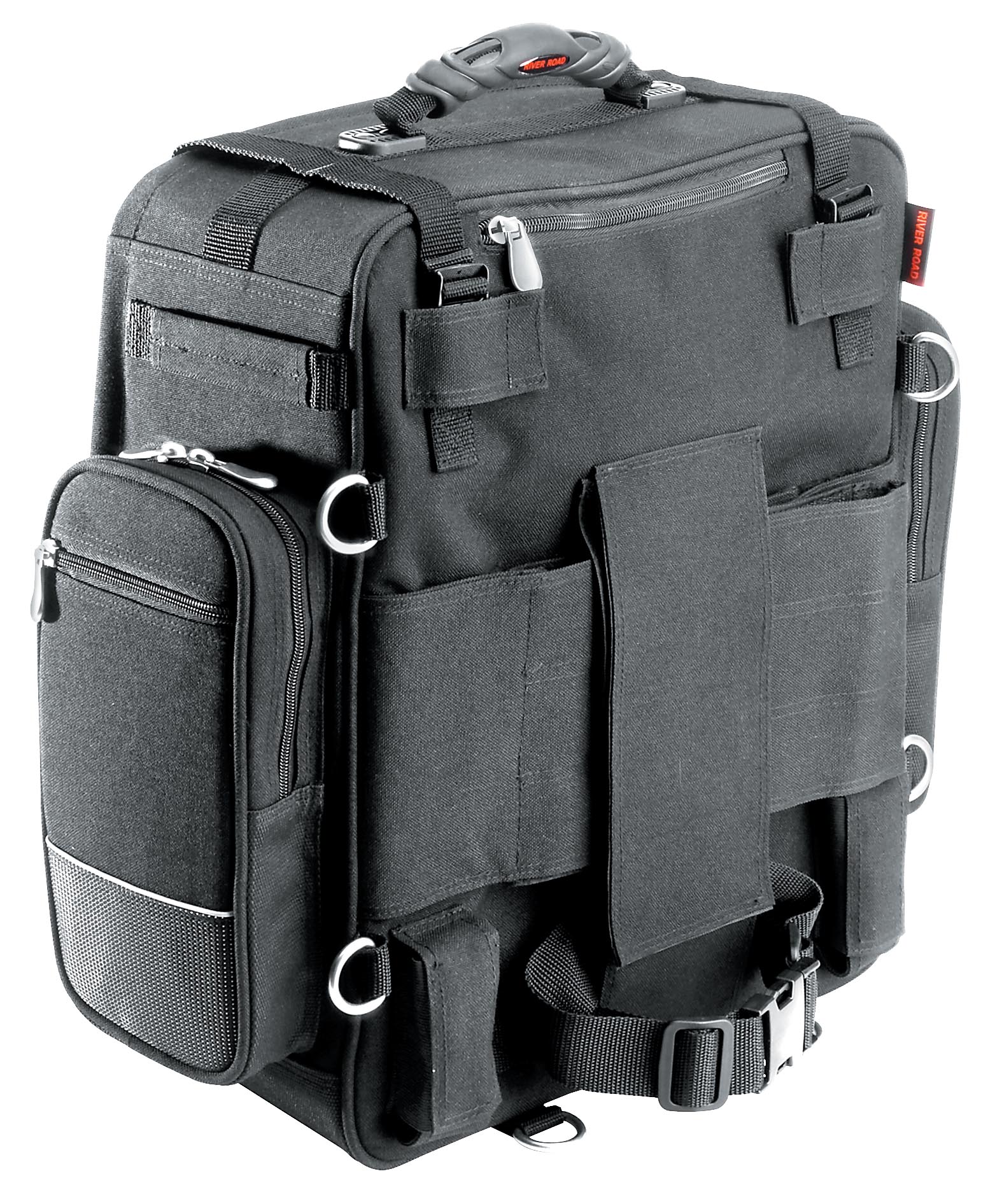 River Road Tall Sissy Bar Mount Bag Motorcycle Touring Travel Luggage