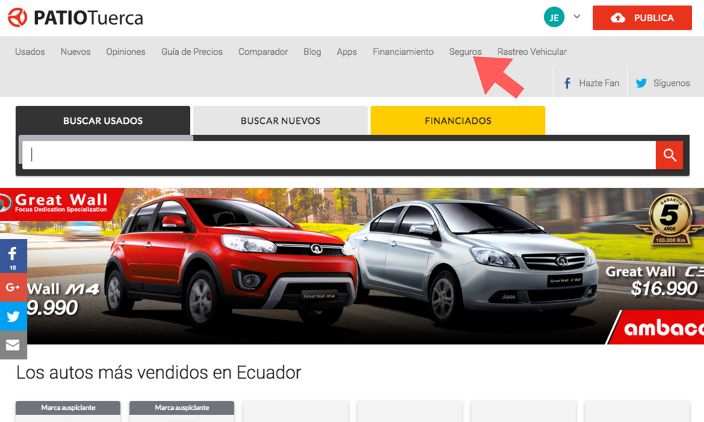 Ingresa a la sección de seguros