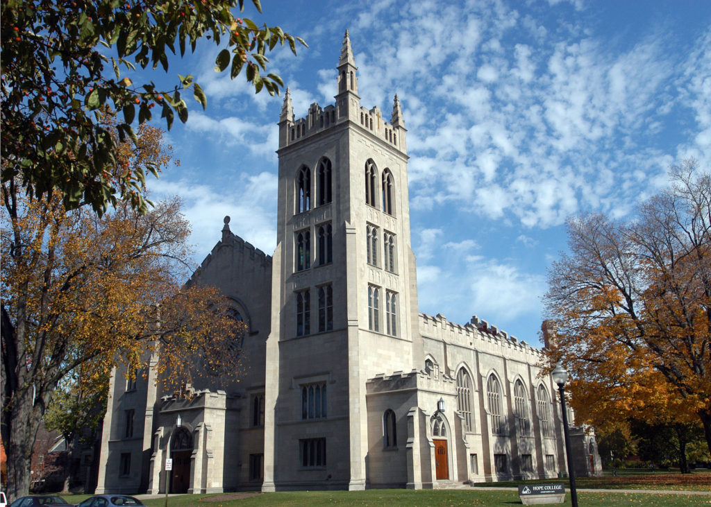 hope college dimnent chapel tower and building