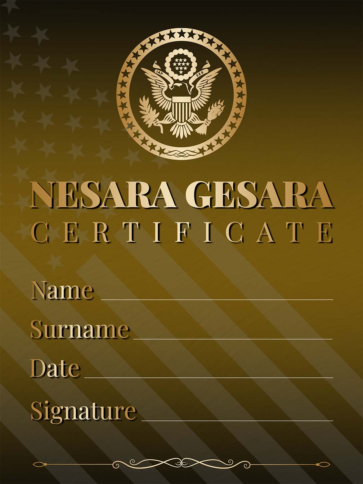 NESARA GESARA CERTIFICATE GOLD