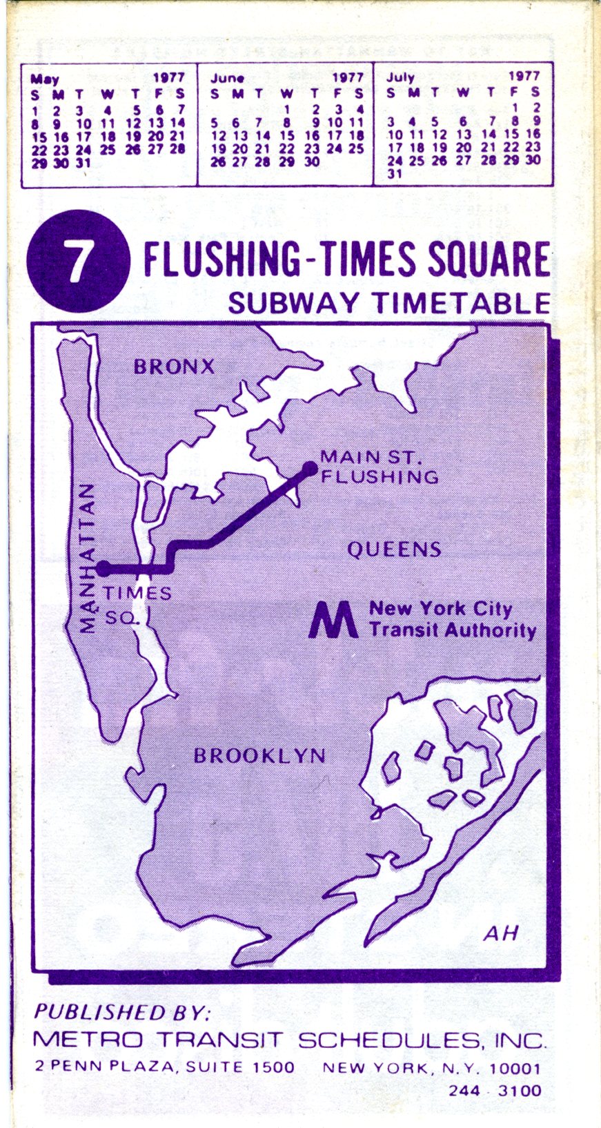 1977 Flushing Line Schedule