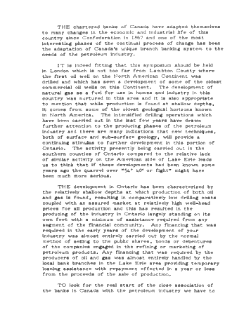 The Role of the Canadian Chartered Banks in Oil Property Evaluation and Financing of the Petroleum Industry Page 1