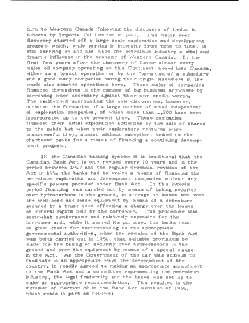 The Role of the Canadian Chartered Banks in Oil Property Evaluation and Financing of the Petroleum Industry Page 2