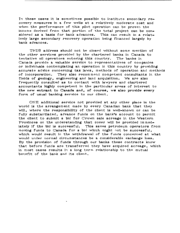 The Role of the Canadian Chartered Banks in Oil Property Evaluation and Financing of the Petroleum Industry Page 8