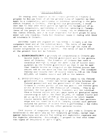 Taxation in the Ontario Petroleum Industry Page 1