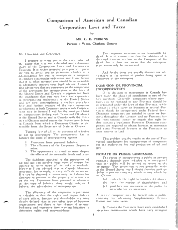 Comparison of American and Canadian Corporation Laws and Taxes Page 1
