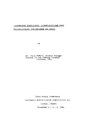 Cambrian Drilling, Completions and Production Problems in Ohio Page 2