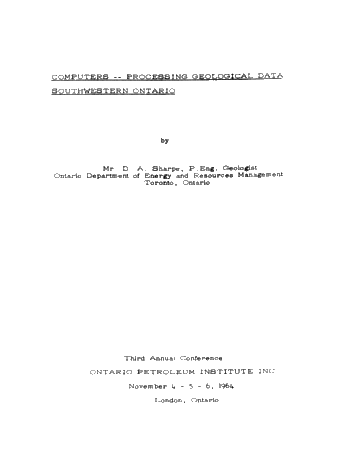 Computers - Processing Geological Data: Southwestern Ontario Page 2
