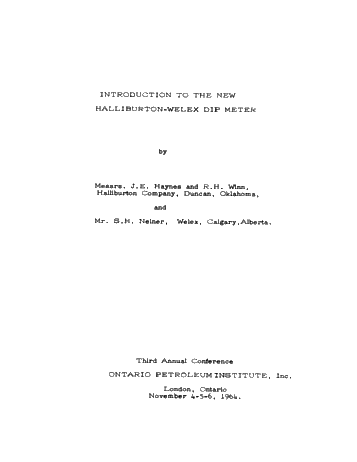 Introduction To the New Halliburton - Welex Dip Meter Page 2