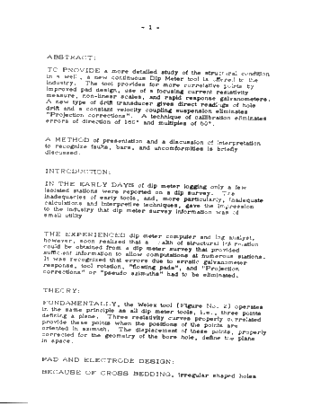 Introduction To the New Halliburton - Welex Dip Meter Page 1
