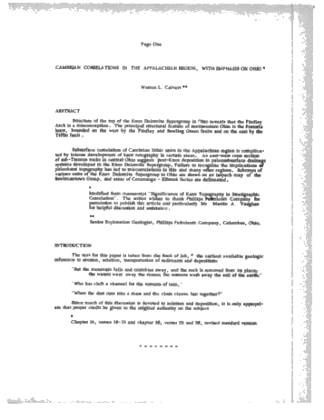 Cambrian Correlations Page 1