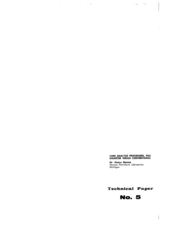 Core Analysis Procedures: Full Diameter Versus Conventional Page 1