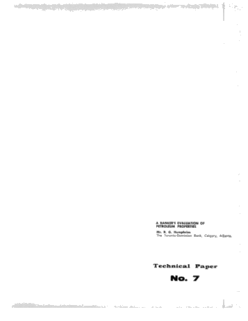 A Banker's Evaluation of Petroleum Properties Page 1