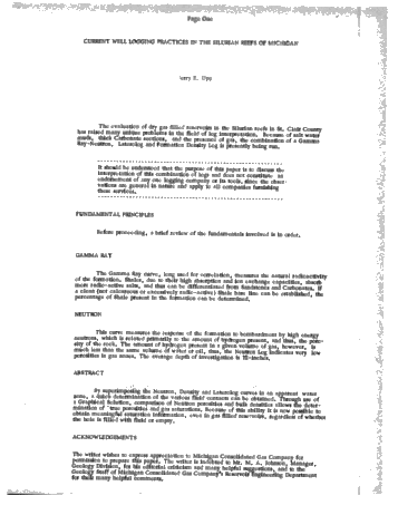 Down Hole Logging Practices and Interpretations in Niagaran Reefs Page 1